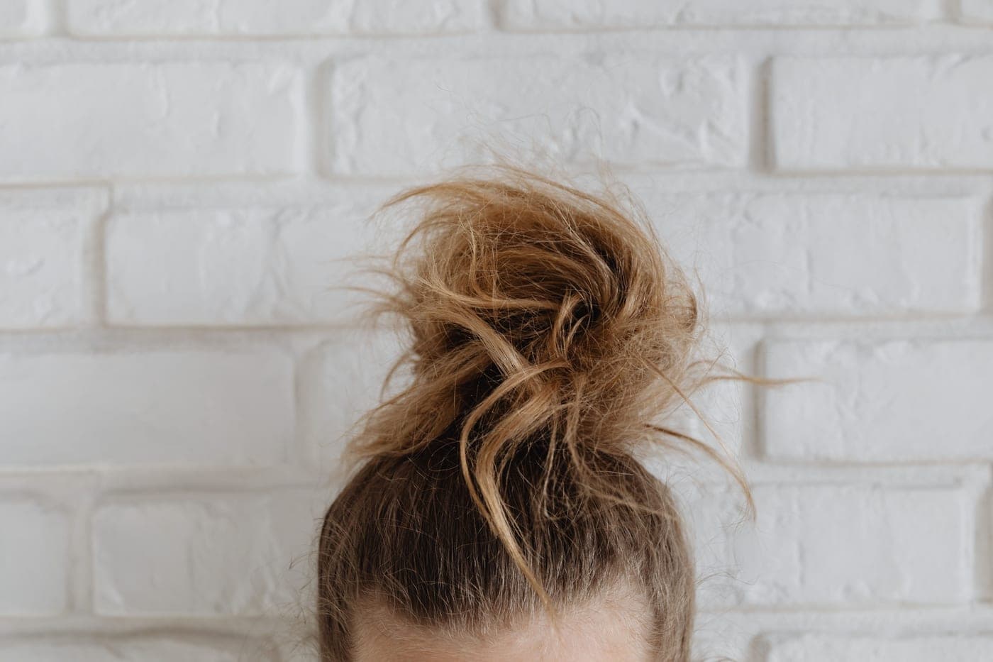 Hair loosely pinned up on the second day